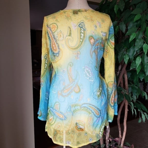 Raviya Embellished Paisley Long Sleeves Coverup S - Picture 2 of 5